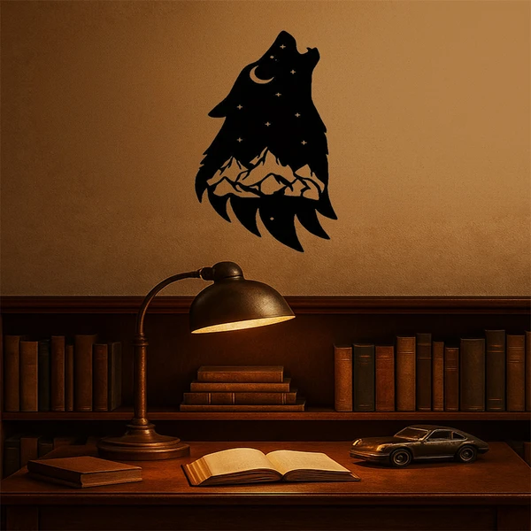 Arte de Pared Metálico Lobo Gótico que Aúlla - Decoración Oscura para Salón, Dormitorio o Oficina (Regalo Navidad Halloween) — imagen 1
