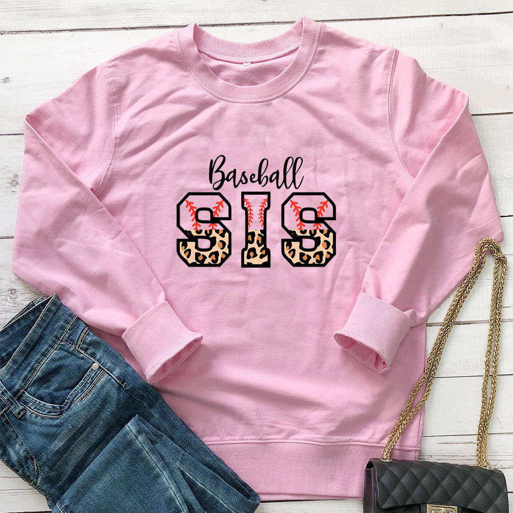 Baseball sis letter leopard print hoodie — image 3