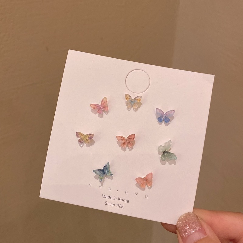 Juego de Pendientes de Mariposa Stereo Fashion Fairy: Pequeños, Simples, de Diseño Niche, Hipoalergénicos, de Celebridad Online — imagen 14