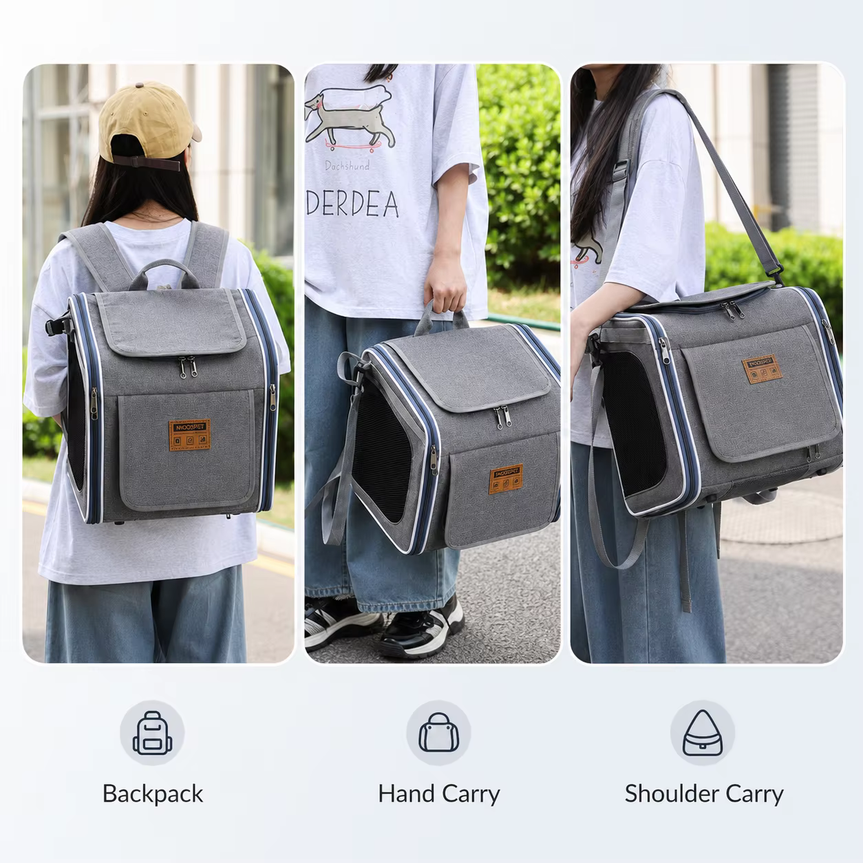 Mochila Transportadora para Mascotas, Bolsa Portátil para Gatos y Perros, Exterior, Viaje, Bicicleta, Motocicleta, Transportador Respirable de Hombro para Mascotas Pequeñas — imagen 4