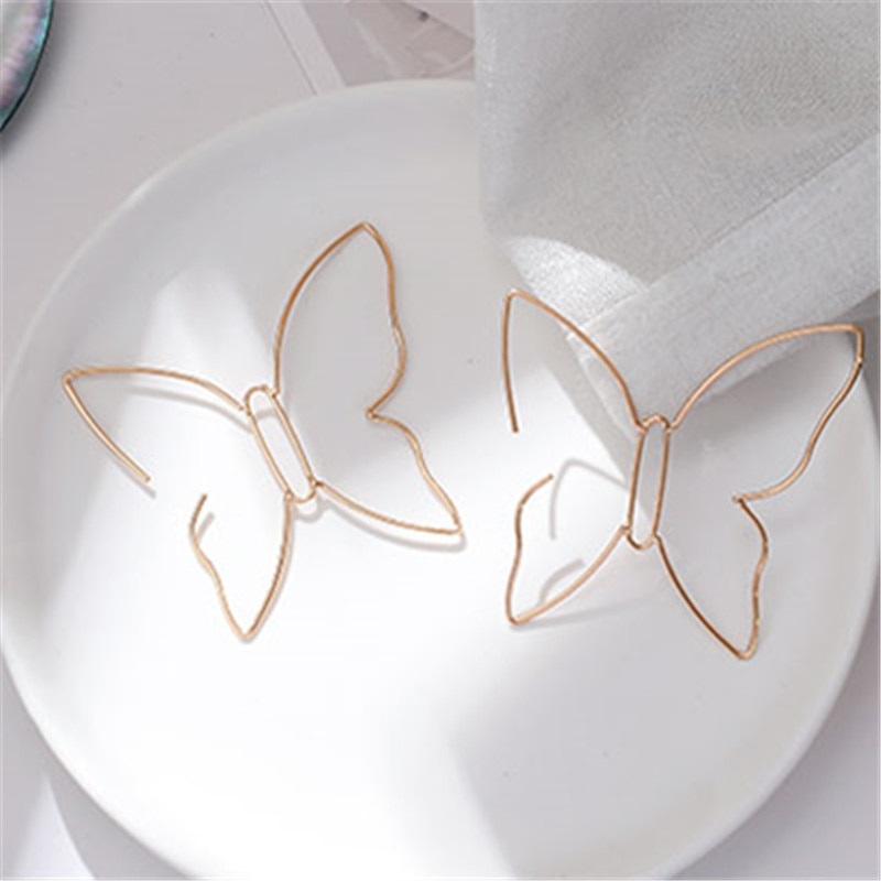 Auriculares de estilo punk chic con forma de mariposa hueca en metal para mujer accesorios de moda vintage fiesta nightclub — imagen 6