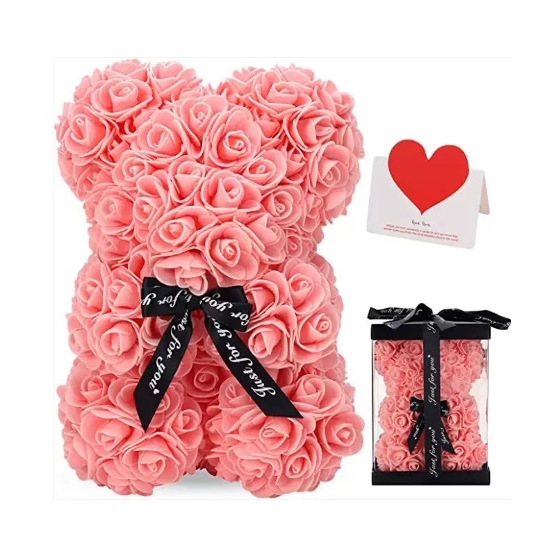 Oso de Flores de Espuma para Día de la Madre 25cm - Regalo con Caja de Regalo de PVC — imagen 2