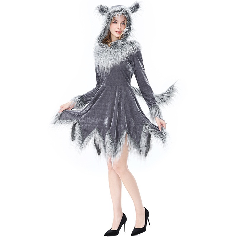 Family Wolf Costume Dress for Adults and Kids, Gray Werewolf Cosplay Outfit for Halloween Stage Animal Performance — image 8