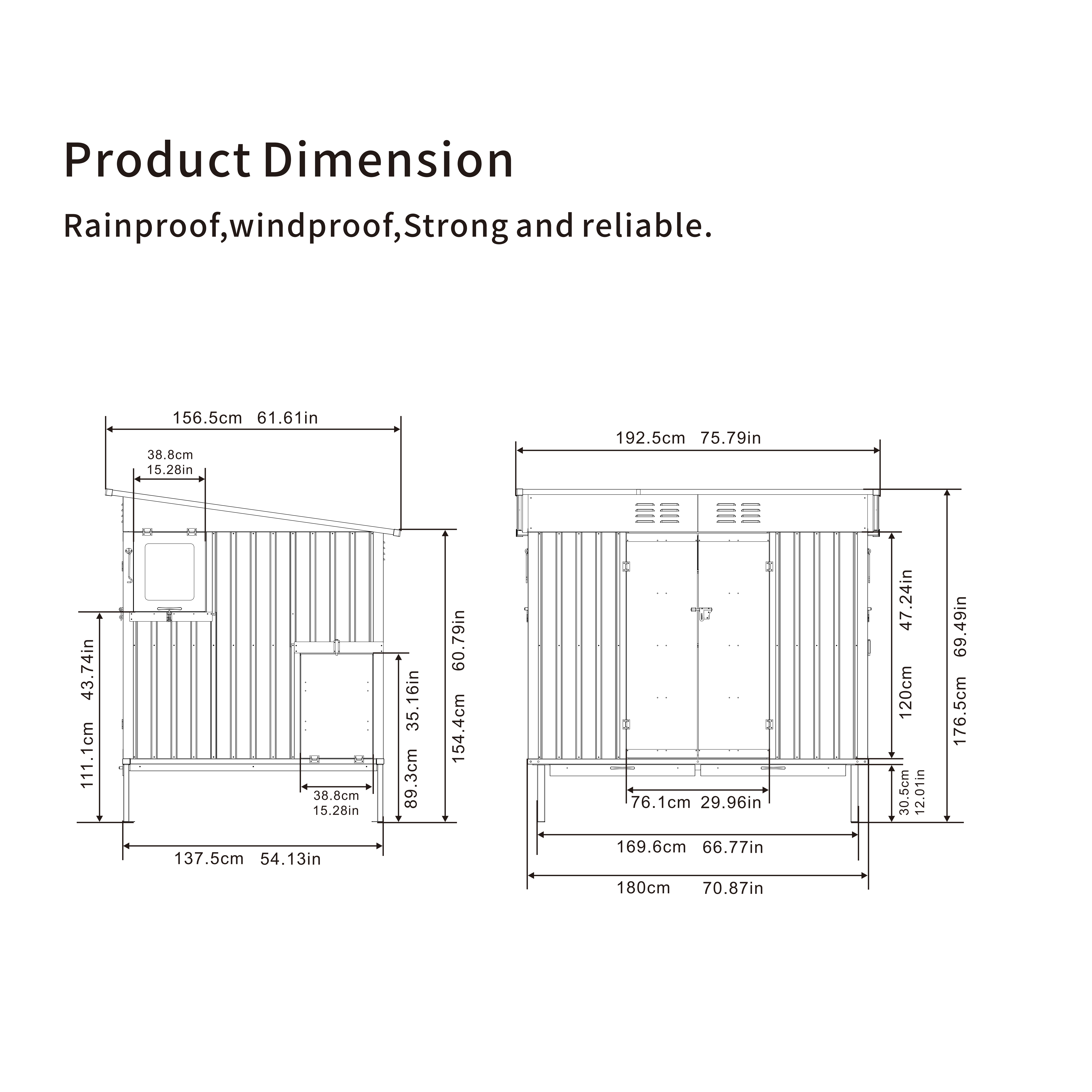 Caja para Gallinas Exteriores de Metal Galvanizado con Trasportadores de Desperdicios, Base Elevada y Ventana de Ajuste, Cárcel Grande para Poultry Exterior para Pollos, Patos y Pequeños Animales — imagen 3