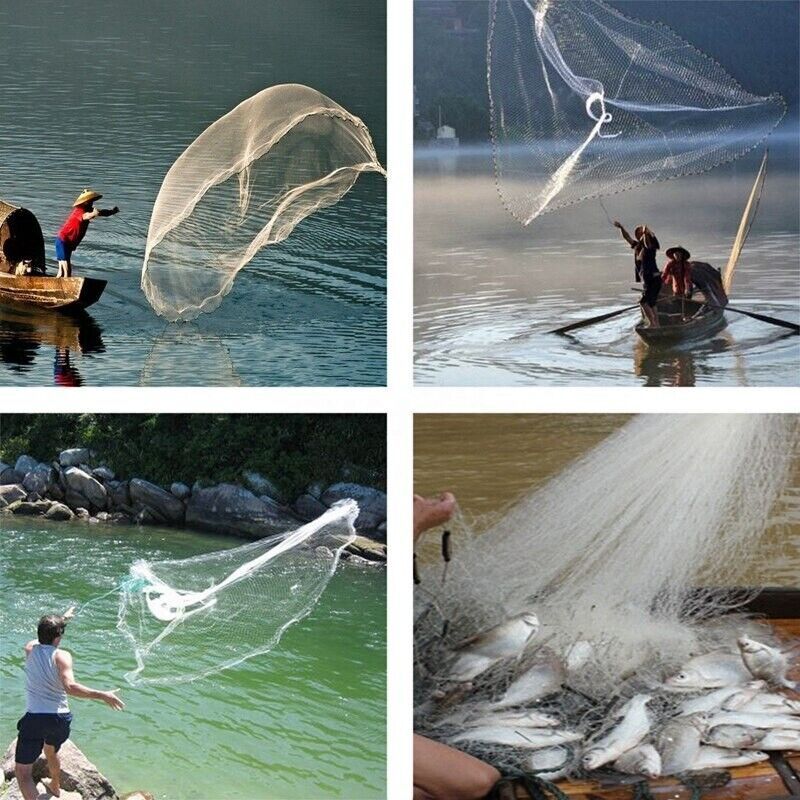 Red de Pescar para Cazar con Red de Pesca Manual Fácil Lanzamiento Fuerte Malla Nylon USA — imagen 20
