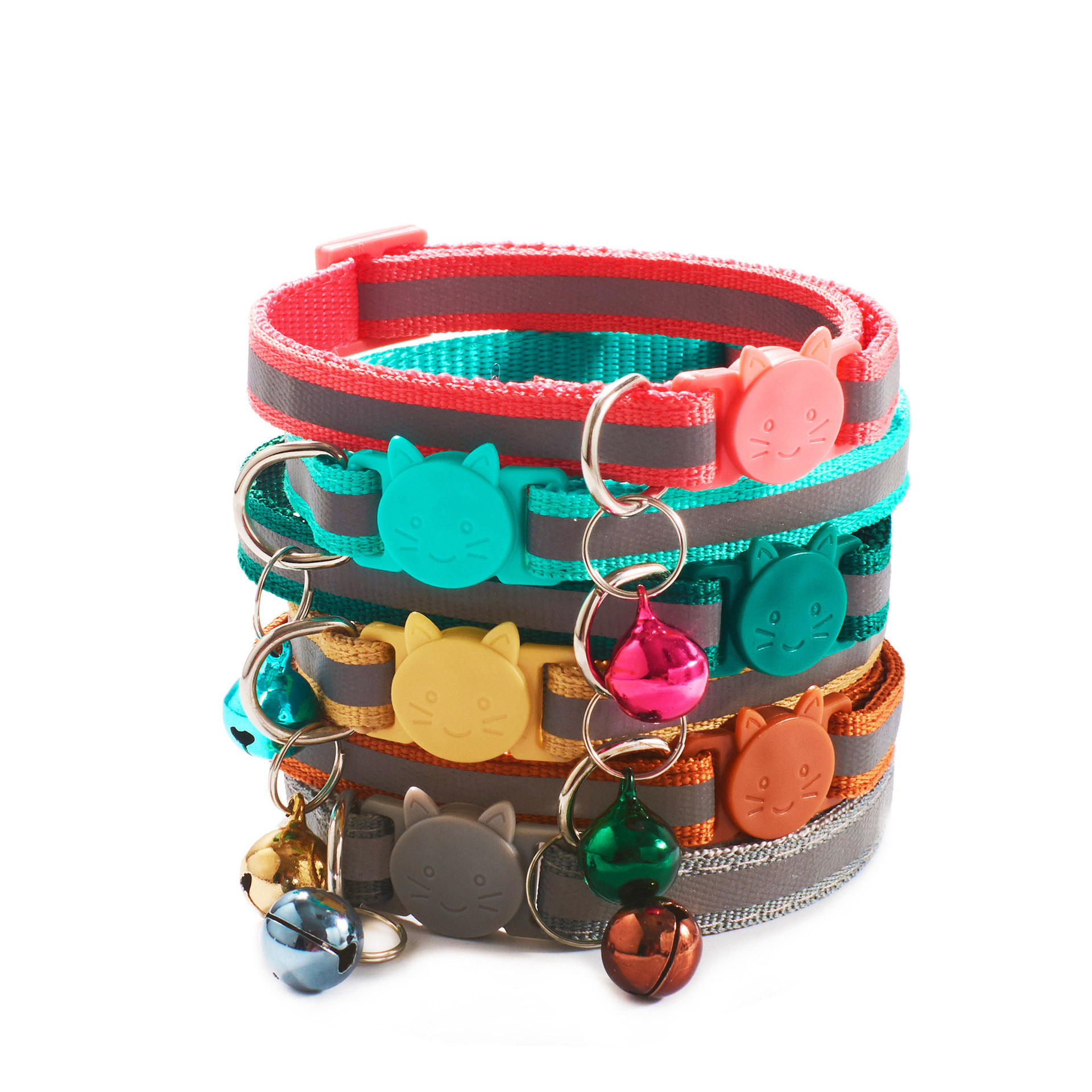 1.0 Colorful Reflective Cat Head Safety Clasp Collar Cat Collar Pet Cat Bell — image 3