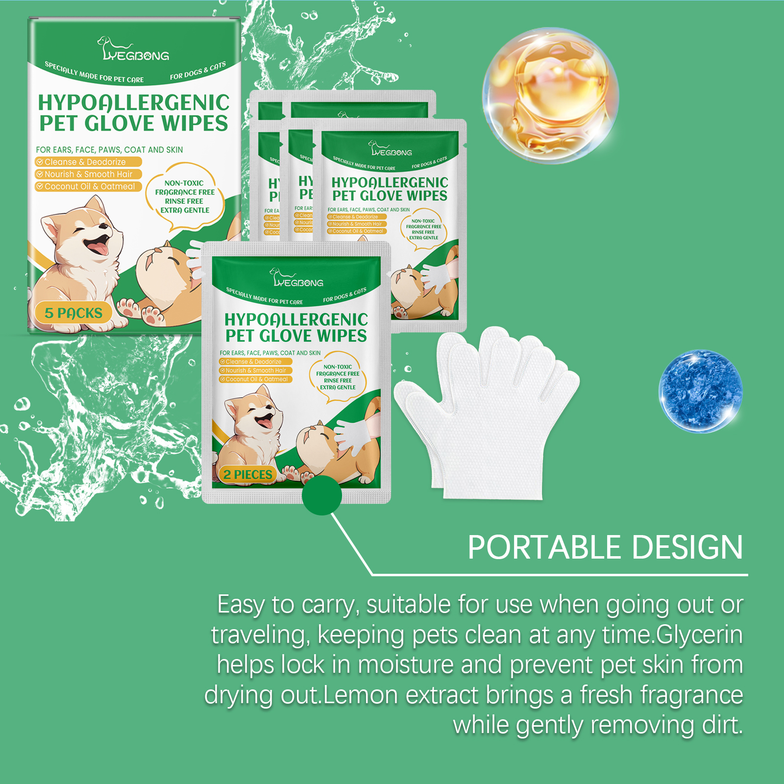 Pet Disposable Cleaning Gloves Dog Cat Hair And Skin Gentle Cleaning Care Gloves — image 6