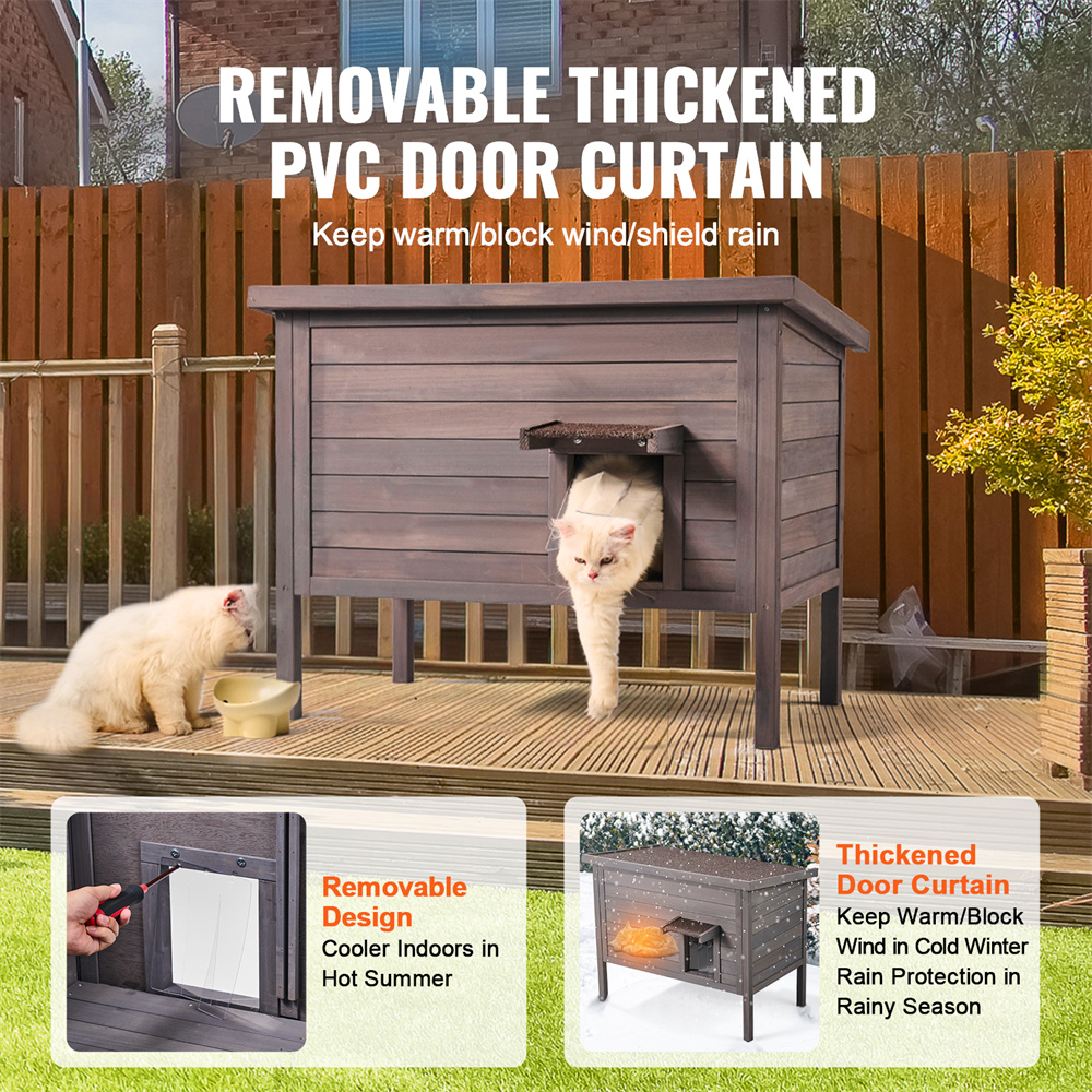 Casa para Gatos al Aire Libre VEVOR - Refugio de Gato Ferlón con Techo y Puertas de PVC — imagen 5
