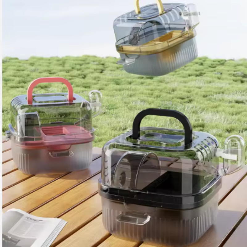 Large Capacity Chinchilla Cage with Water Translucent Hamster Travel Carry Case Breathable Small Animal Carrier Hamster Habitat — image 2
