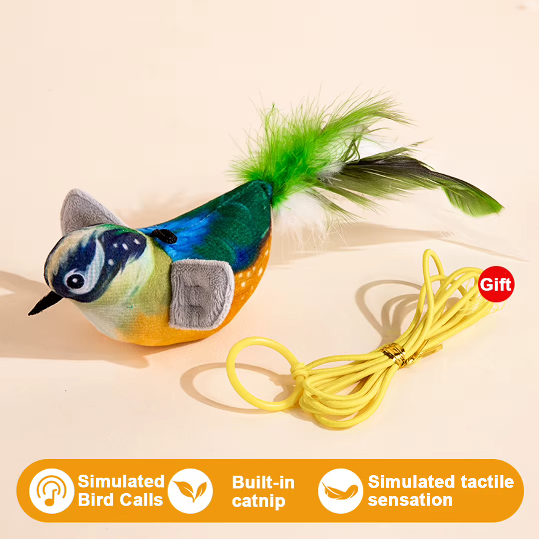 Pet Cat Toys Flying Bird Cat Toy Flapping Wings Sparrow Catnip Toys Vivid Chirping Simulation Bird Interactive Cat Toy — image 6