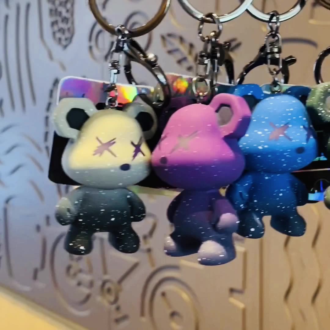 Creative Cartoon Cool Tide Gradient Bear Doll Chameleon Bear Key Chain Couple Bag Pendant Car Accessories — image 1
