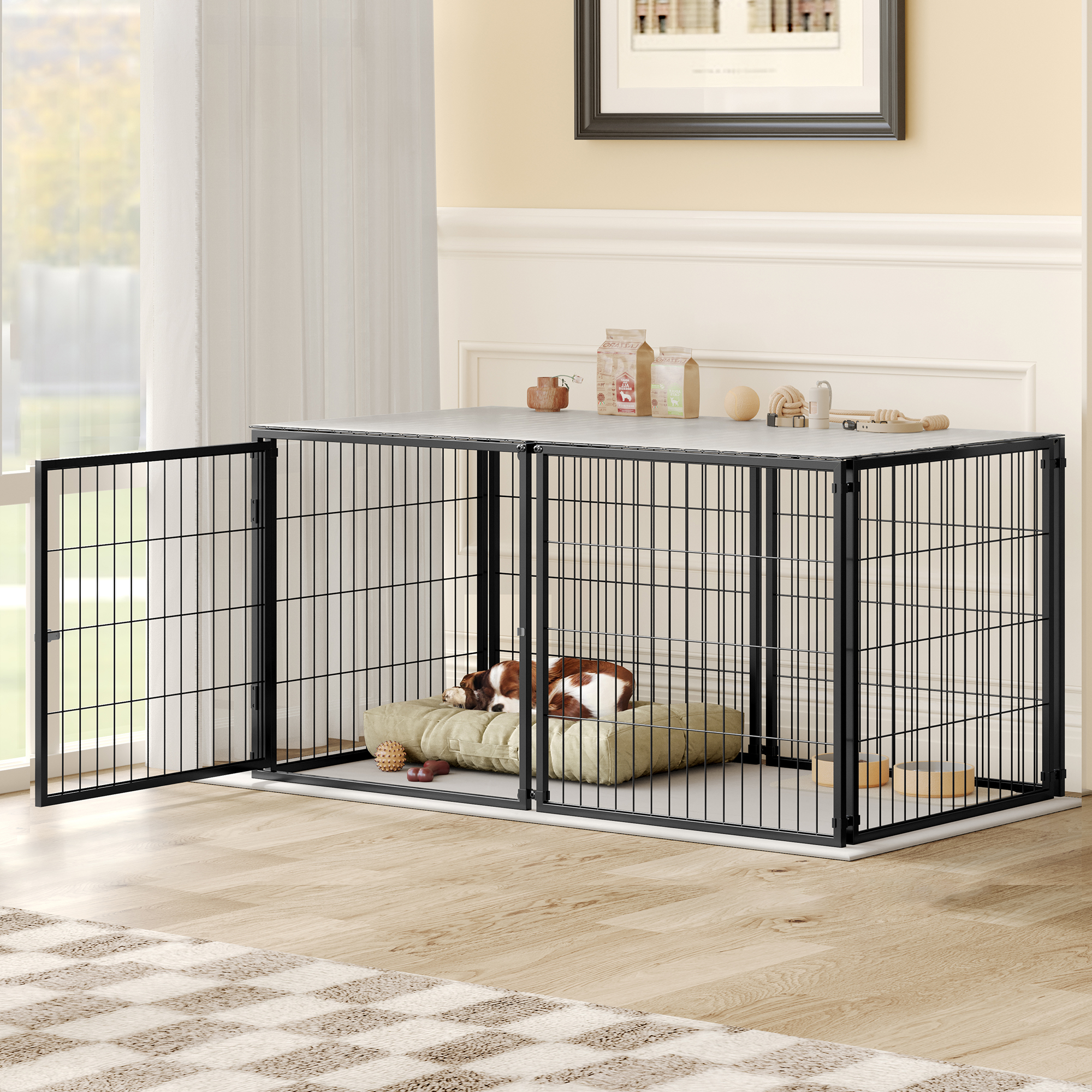 Caja para Perros Grande 48" Cárcel de Perro para Canes Medianos Jaula para Puppies con Techo, Cárcel para Mascotas, Interior, Negro. 48" L x 26.3" A x 23.8" H — imagen 3