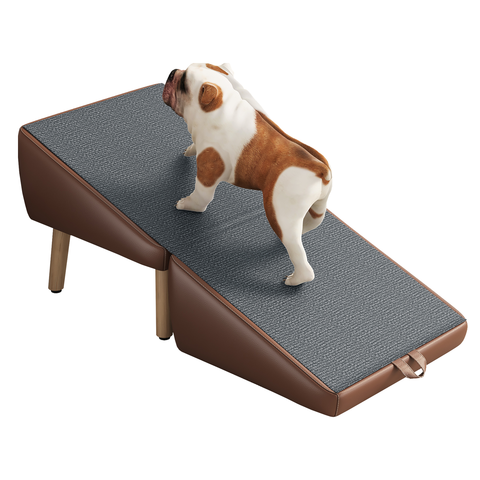 Escaleras para Perros Compactas 2 en 1 de Madera para Canes y Camas, Rampita para Mascotas con Diseño de Sofá (MARRÓN) — imagen 18