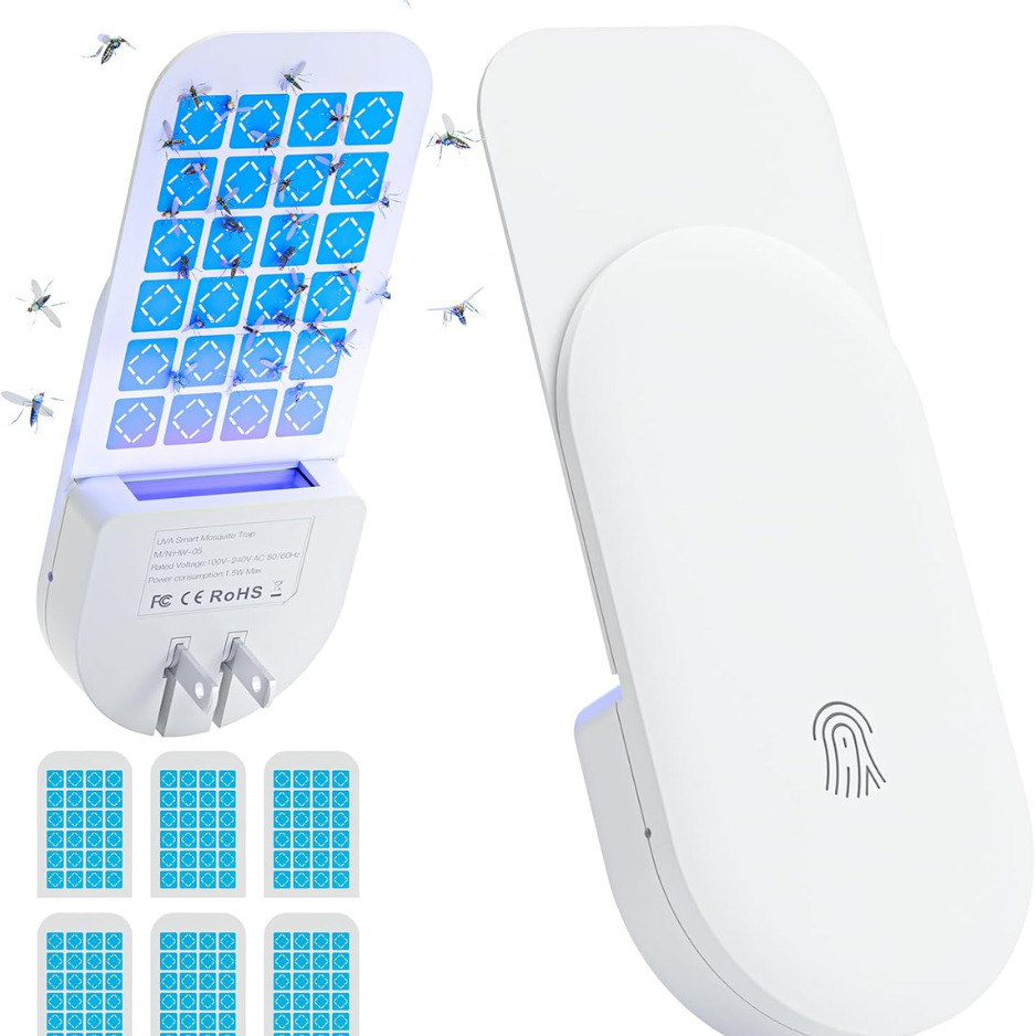 2-in-1 Indoor Plug-in Flying Insect Trap - Fruit Fly & Gnat Catcher With 6 Glue Cards White — image 1