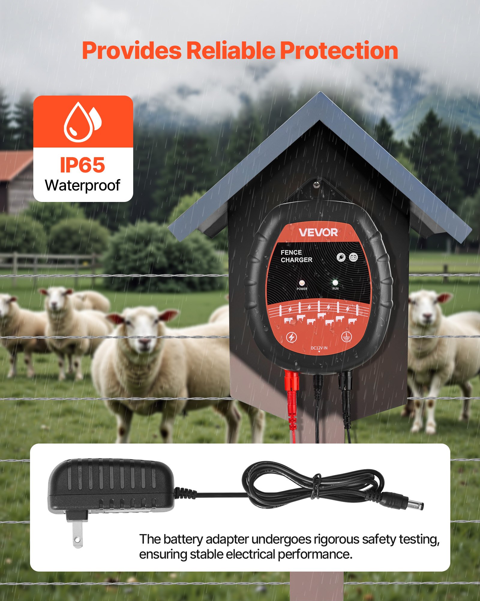 Cargador de Cerca Eléctrica 10kV 1J, Energizador con Indicador LED, 3 Millas de Rango, Potente Cargador para Redes Eléctricas y Baterías, Prevención de Intrusión de Animales Silvestres en Ganado y Poultry — imagen 4