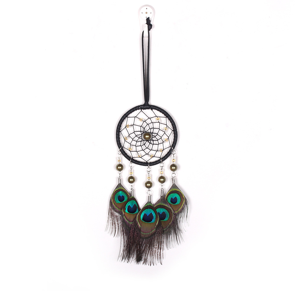 Peacock Feather Dream Catcher Charm Indian Creative Bird Spirit Retro Home Ornament Decoration — image 5