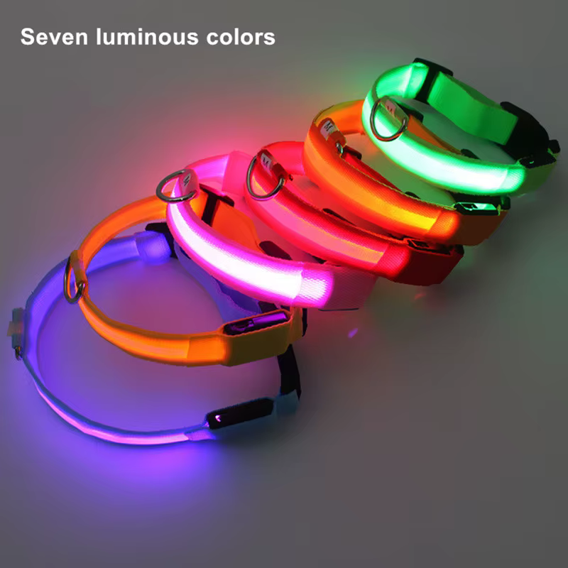 Nylon LED Pet Dog Collar, Night Safety Flashing Glow In The Dark Dog Leash, Dogs Luminous Fluorescent Collars Pet Supplies 4.7 — image 4