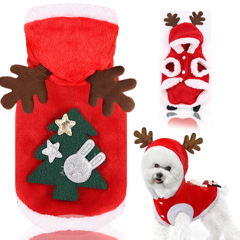 Small medium and large dogs Christmas pet supplies clothes teddy bears cotton coats — image 4
