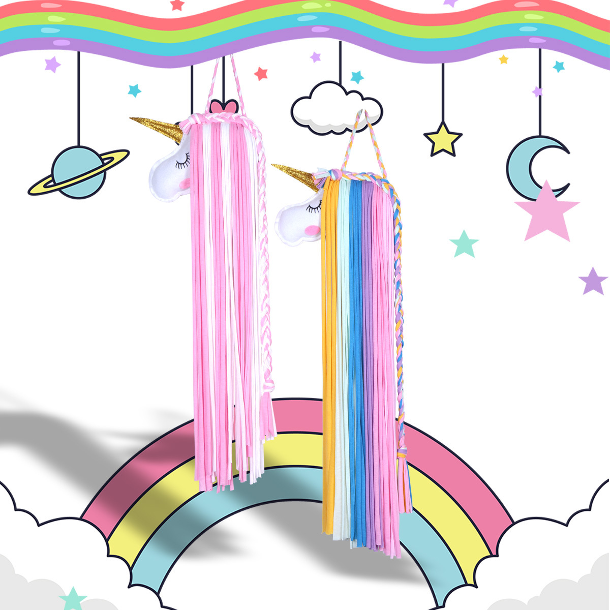 Unicorn Dream Catcher Cloth Strip Cartoon Pendant Children's Room Wall Decoration Hanging — image 1