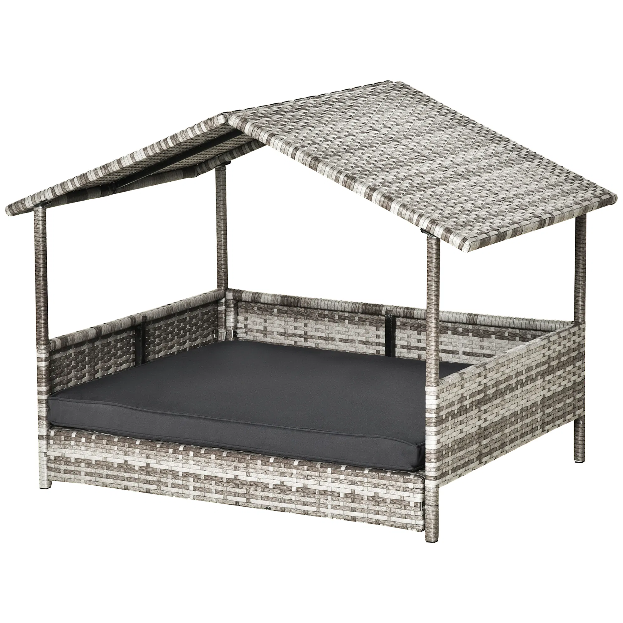 Wicker Pet House Dog Bed for Indoor/Outdoor Rattan Furniture with Cushion — image 1