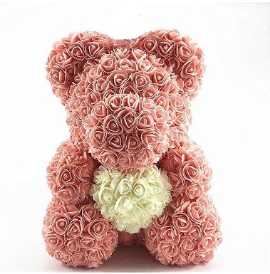 Ramo de rosas simuladas de oso que abraza el corazón, regalo de cumpleaños para ositos de peluche — imagen 12