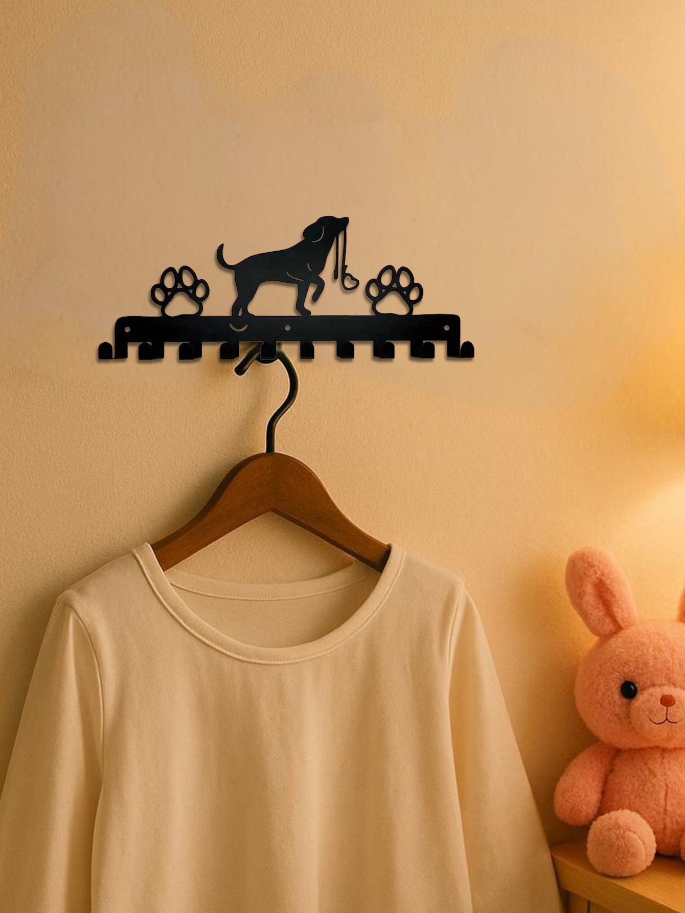 Organizador Rustico para Entrada - Portador de Llaves y Rampa para Lechones en la Pared para Dueños de Mascotas — imagen 6