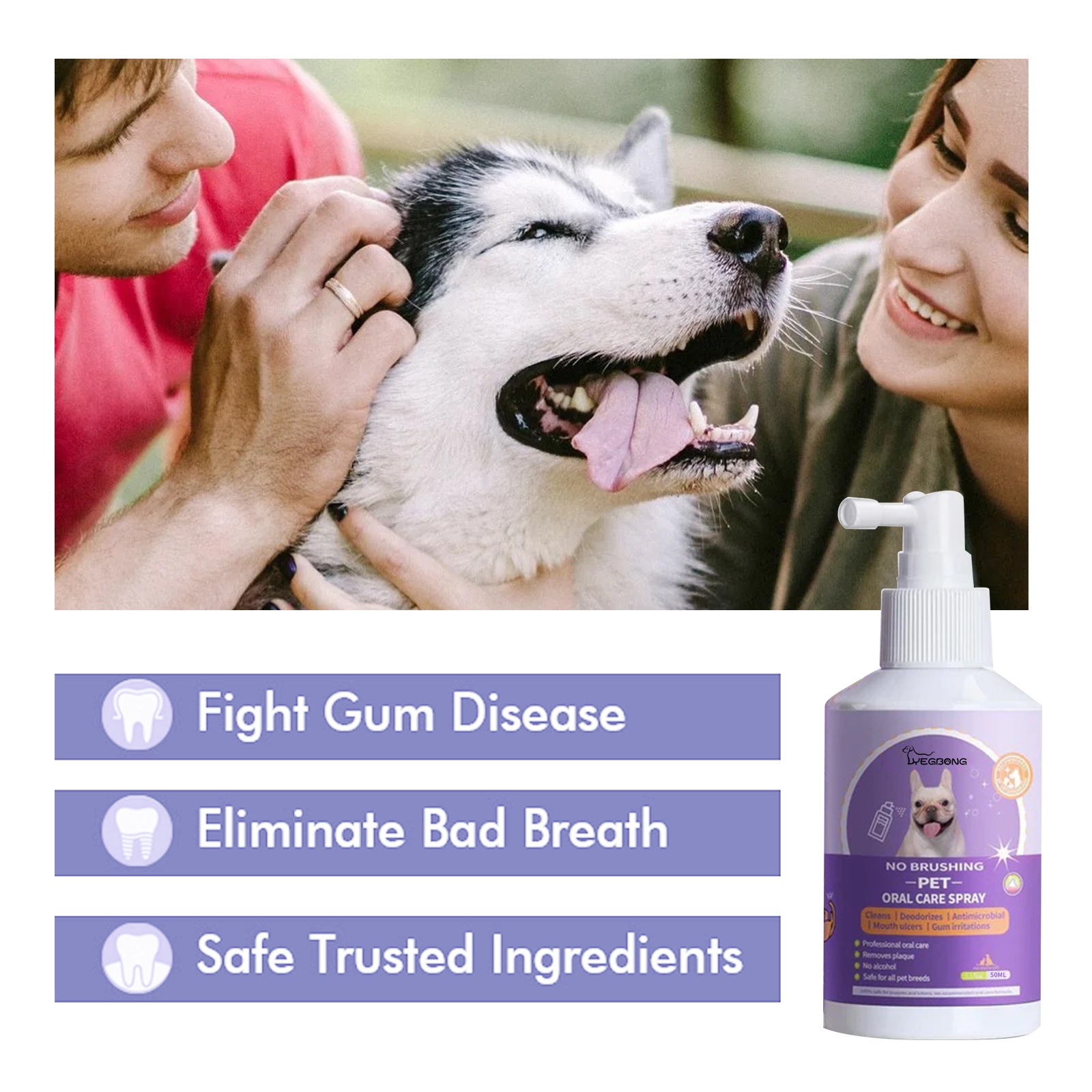 Spray de limpieza dental para perros y gatos Yegbong - Fresca la respiración y elimina olores desagradables — imagen 2