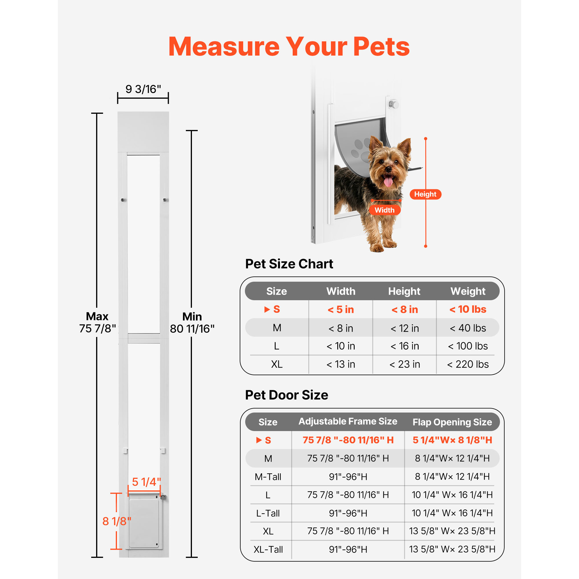 Puerta para Perros de Acceso a Puertas de Vidrio Sliding, Altura Ajustable 75-80 cm, Estructura de Aluminio con Ala y Bisagra Rotativa, Diseño de Cerradura, Para Pequeños Canes, Ventanas para Mascotas de Apartamentos — imagen 3