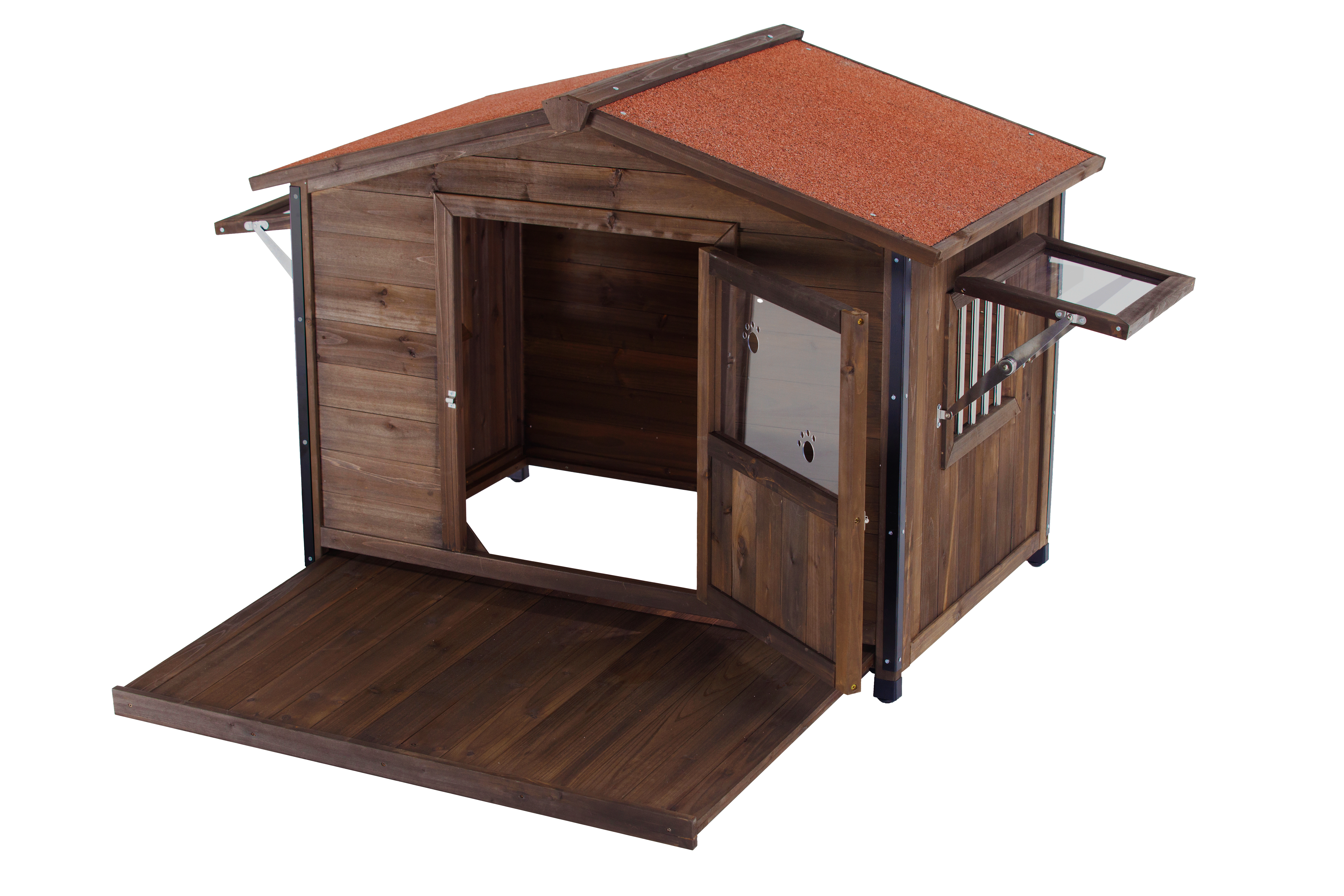 Casa de Perro Única con Estructura de Hierro, Estilo Casa de Madera Externo Grande en Forma de Cabina — imagen 5