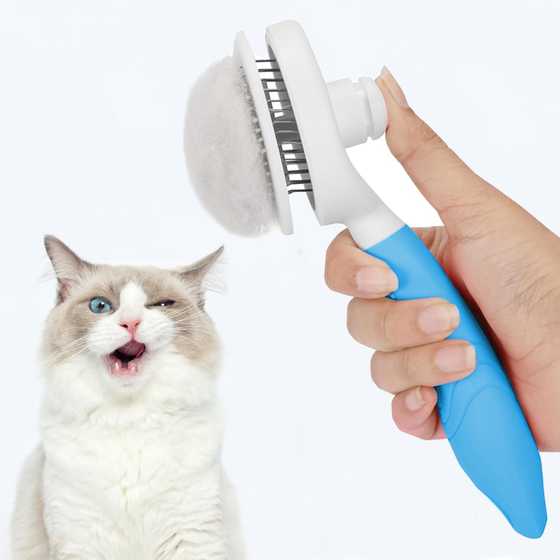 Pelo de Mascotas: Cepillo Despejador Automático Azul - Peine para Perros Gatos Conejos con Masaje Suave y Seguro — imagen 7