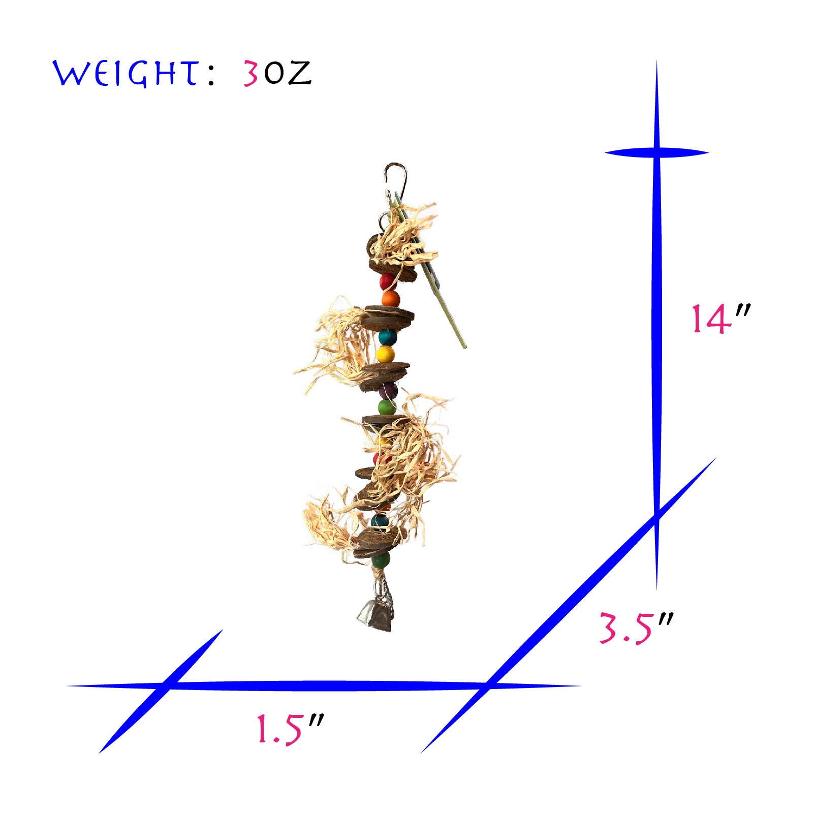 Parakeet Toys, Paradise Series Lucky Amulet Parrot Climbing And Chewing Boredom Relief Toy Handmade Bird Toy Parrot Toy Set — image 2