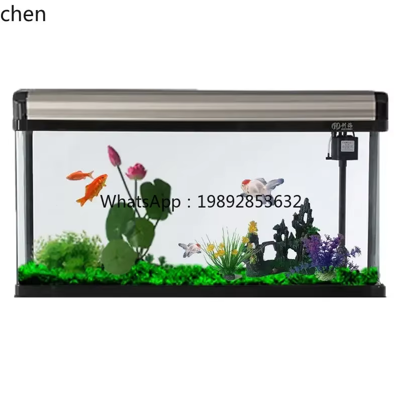Tanque de peces YG10 para sala de estar: acuario ecológico rectangular de vidrio grande para peces dorados — imagen 5