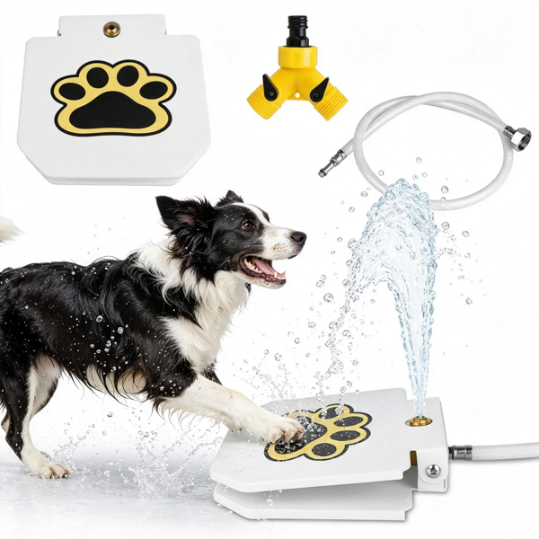 Dog Water Fountain Outdoor, No Electricity Step-On Activated Pet Sprinkler, Paw-Controlled Drinking Dispenser For Large & Small Dogs, Automatic Waterer For Yard, Garden, Lawn — image 1
