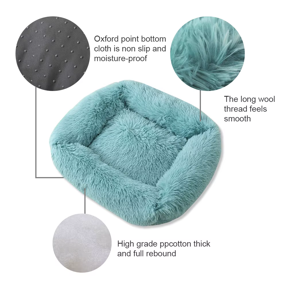 Square Dog Bed Long Plush Solid Color Pet Beds For Little Medium Large Pets Super Soft Winter Warm Sleeping Mats For Dogs Cats — image 4