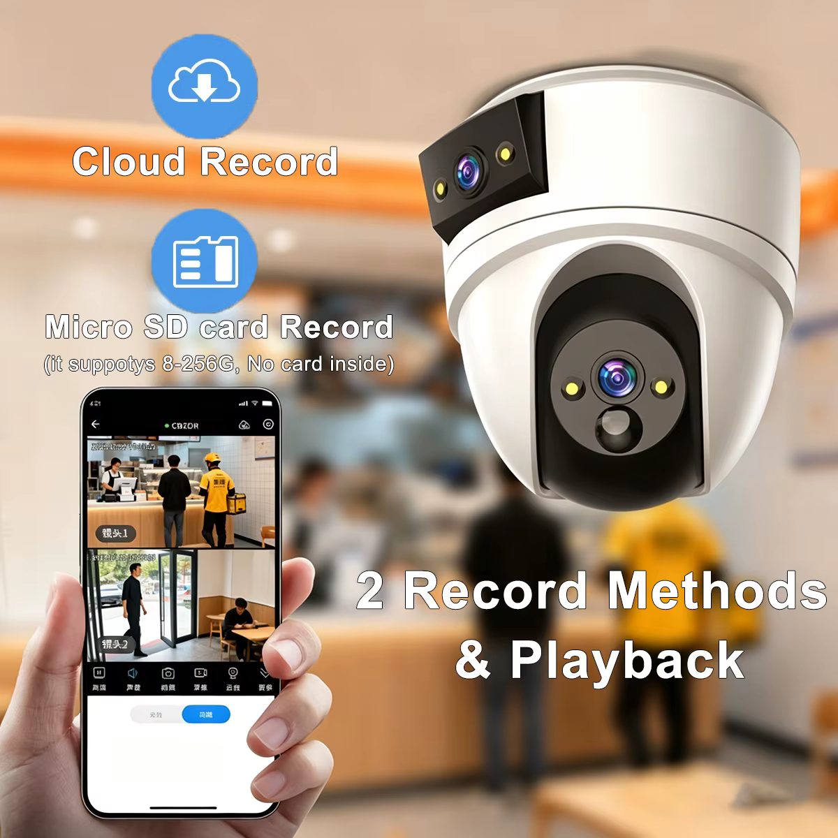 8MP 4K PTZ Security Camera with AI Human Detection - Dual-Lens Dual-Screen Outdoor WiFi IP Cam for Wireless CCTV Surveillance — image 6