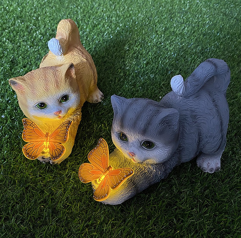 Solar resin lamp outdoor cat butterfly decorative ornaments — image 6