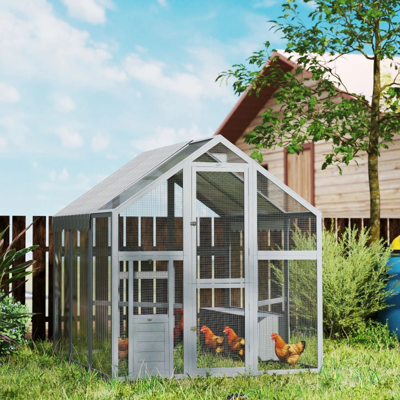Large Wooden Chicken Run With Waterproof & Anti-UV Cover, For 6-8 Chickens, For Backyard, Farm, 5.5' X 6' X 6'Multiple Packages — imagen 2
