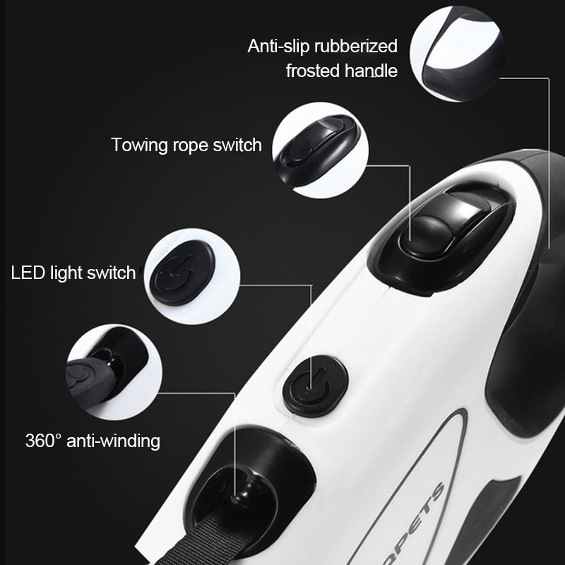 Llave Retráctil Automática para Perros con LED de Seguridad Nocturna - Cuerda Eléctrica Fibras para Músculos Caninos DL910 — imagen 2