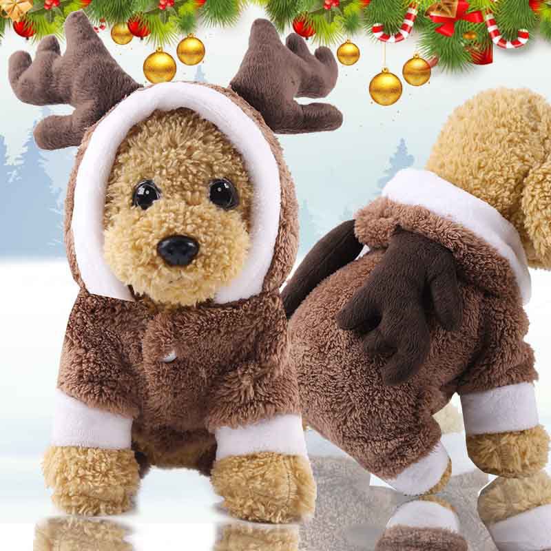 Small medium and large dogs Christmas pet supplies clothes teddy bears cotton coats — image 12
