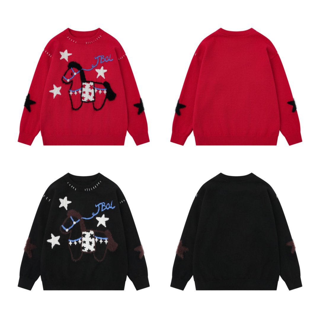 Knitted horse pattern sweater — image 6