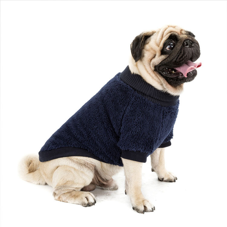 Winter New Pet Clothes Coral Fleece Solid Color Turtleneck Dog Clothes Pet Supplies — image 1