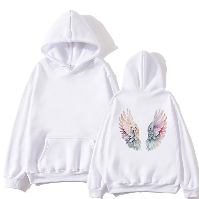 Women's Fleece-Lined Hoodie with Wings Print, Kangaroo Pocket, Drawstring, and Graphic Design — image 6