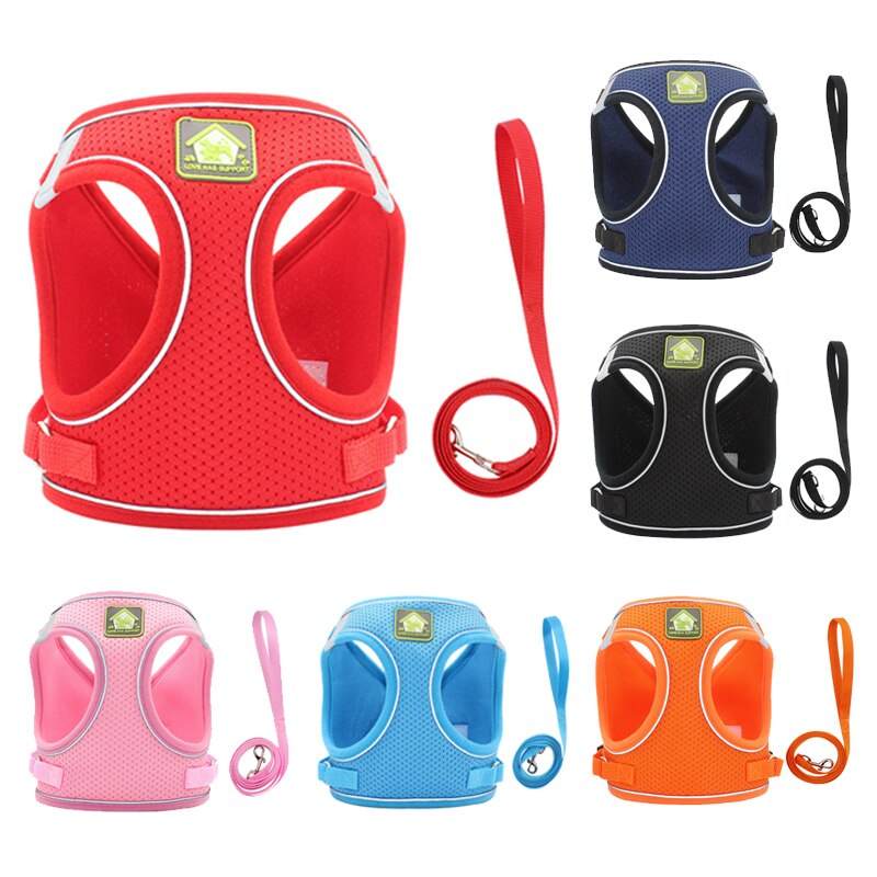 Reflective Cat Harness Leash Set Adjustable Harness Leashes Vest For Puppy Cats Walking Breathable Mesh Chest Strap Pet Product — image 2