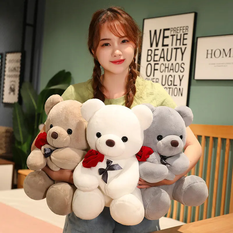 Nuevo Osito de Peluche Abrazable con Rosas 23-45cm, Almohada de Peluche Relleno, Muñeco de Animal Suave, Bonito Regalo de Cumpleaños para Novia, San Valentín — imagen 7