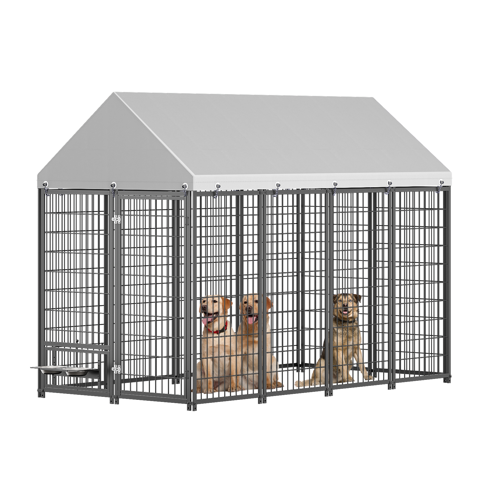 Casa para Perros Grande Exterior Jaula de Animales Cárcel de Mascotas Metal con Techo Cubierta. 7.94'L x 4.13'W x 5.95'H — imagen 1