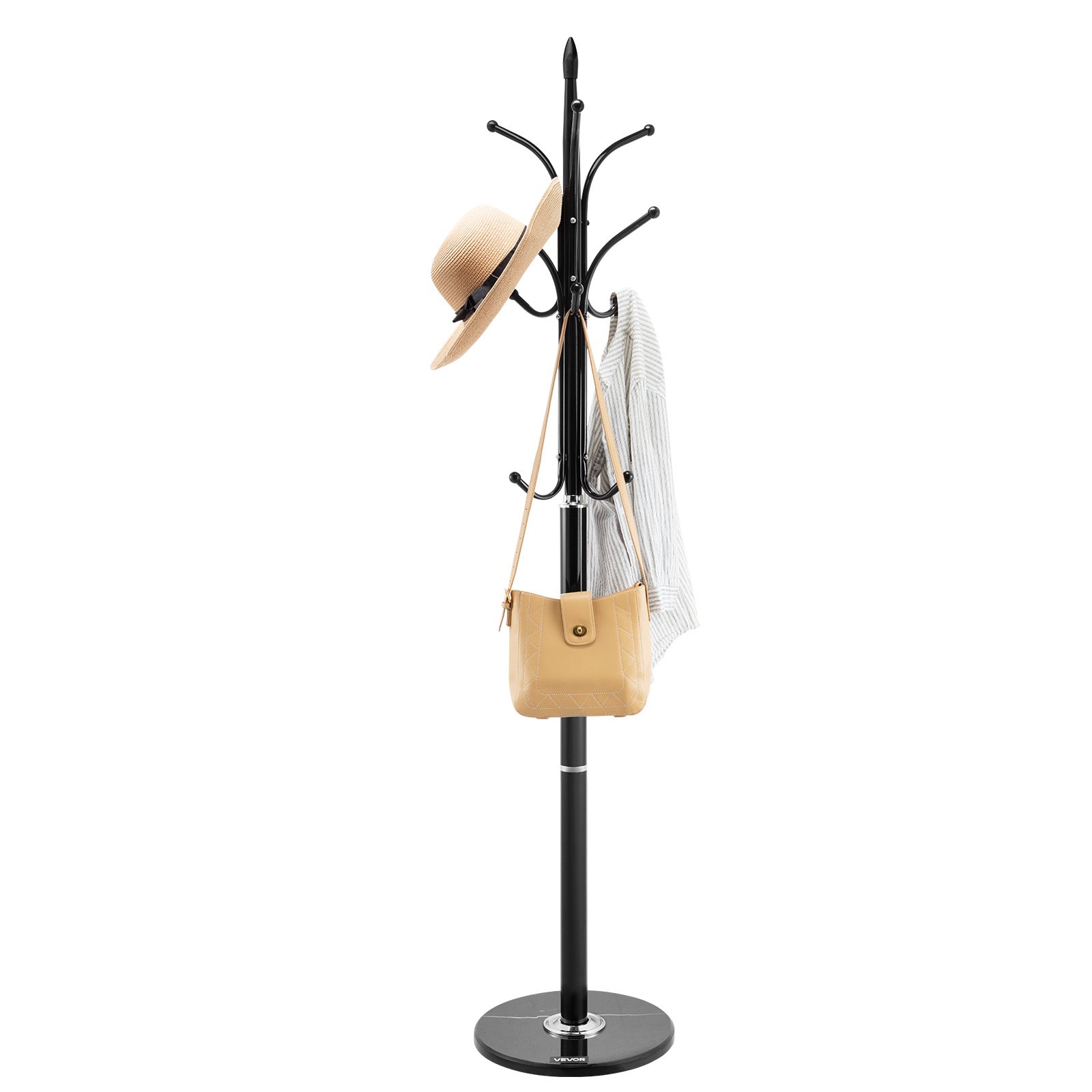 Estante de Chaquetas Libre de Suelo con Base de Mármol Estable & 6 Ganchos, Estante de Vestíbulo para Entrada, Habitación, Oficina, Salón Moderno para Chaquetas, Sombreros, Bolsos y Más — imagen 1