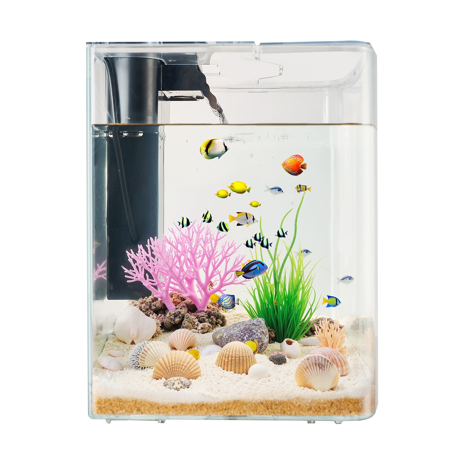 Acuario de 2 Galones Pecera Inteligente en Forma de Arco de GPPS Transparente 3 Colores y Autolimpieza — imagen 5
