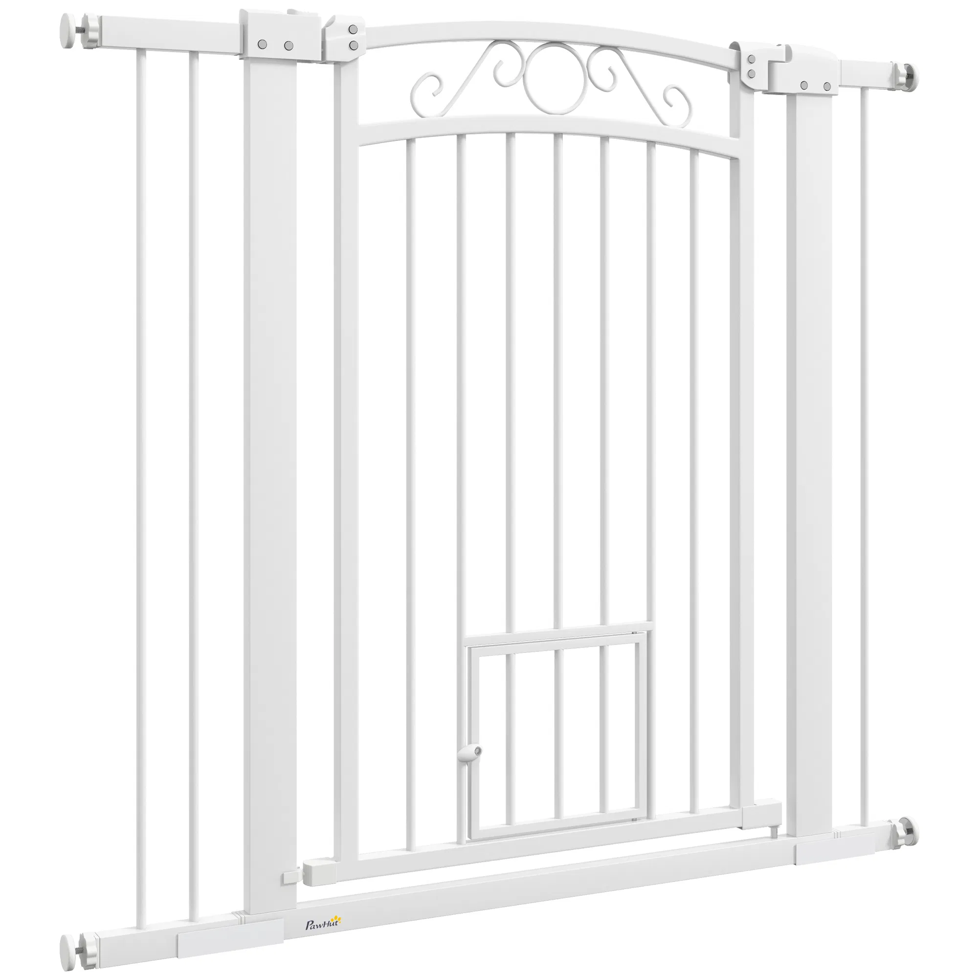 Dog Gate, Walk Through Pet Gate w/ Small Pet Door, Auto Close, for Doorways, House, Stair, 30"-41" W x 38" H — image 1