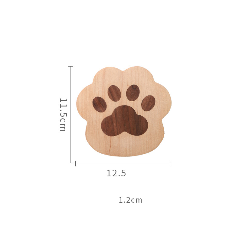 Black Walnut Cat Claw Coaster Creative Cute Solid Wood Insulation Pad Wooden Teapot Mug Pad — image 7