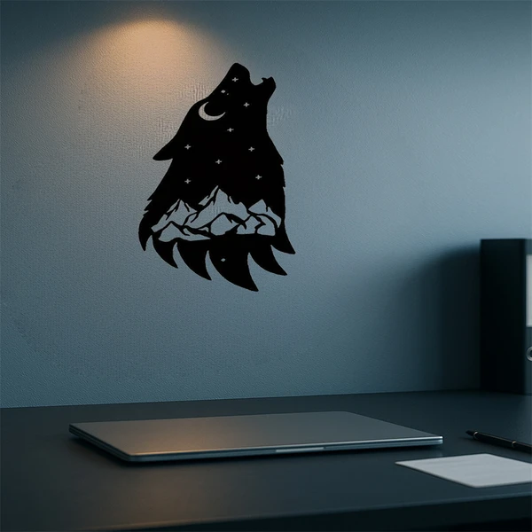 Arte de Pared Metálico Lobo Gótico que Aúlla - Decoración Oscura para Salón, Dormitorio o Oficina (Regalo Navidad Halloween) — imagen 3